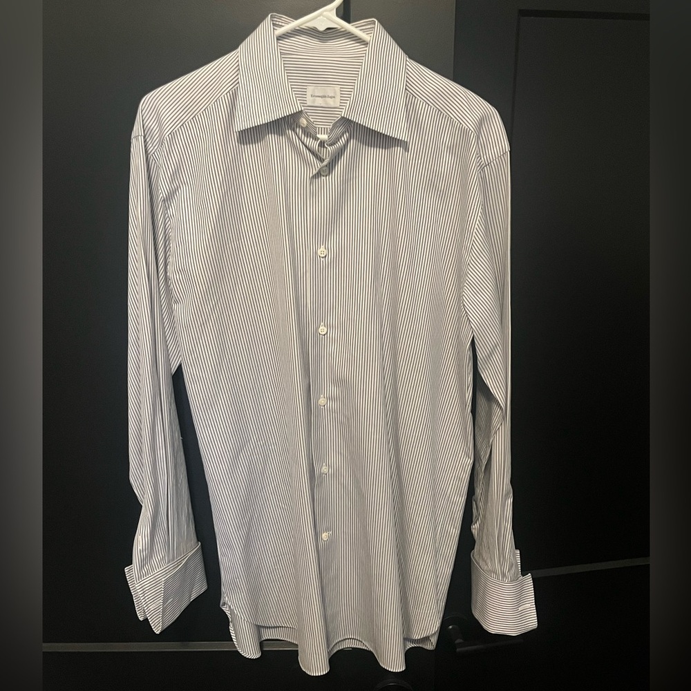 Ermenegildo Zegna French Cuff Stripe Dress Shirt